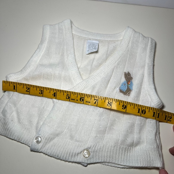 Vintage Paper Tag Rabbit White Sweater Vest Button Up Soft 18 months Easter - Picture 4 of 5